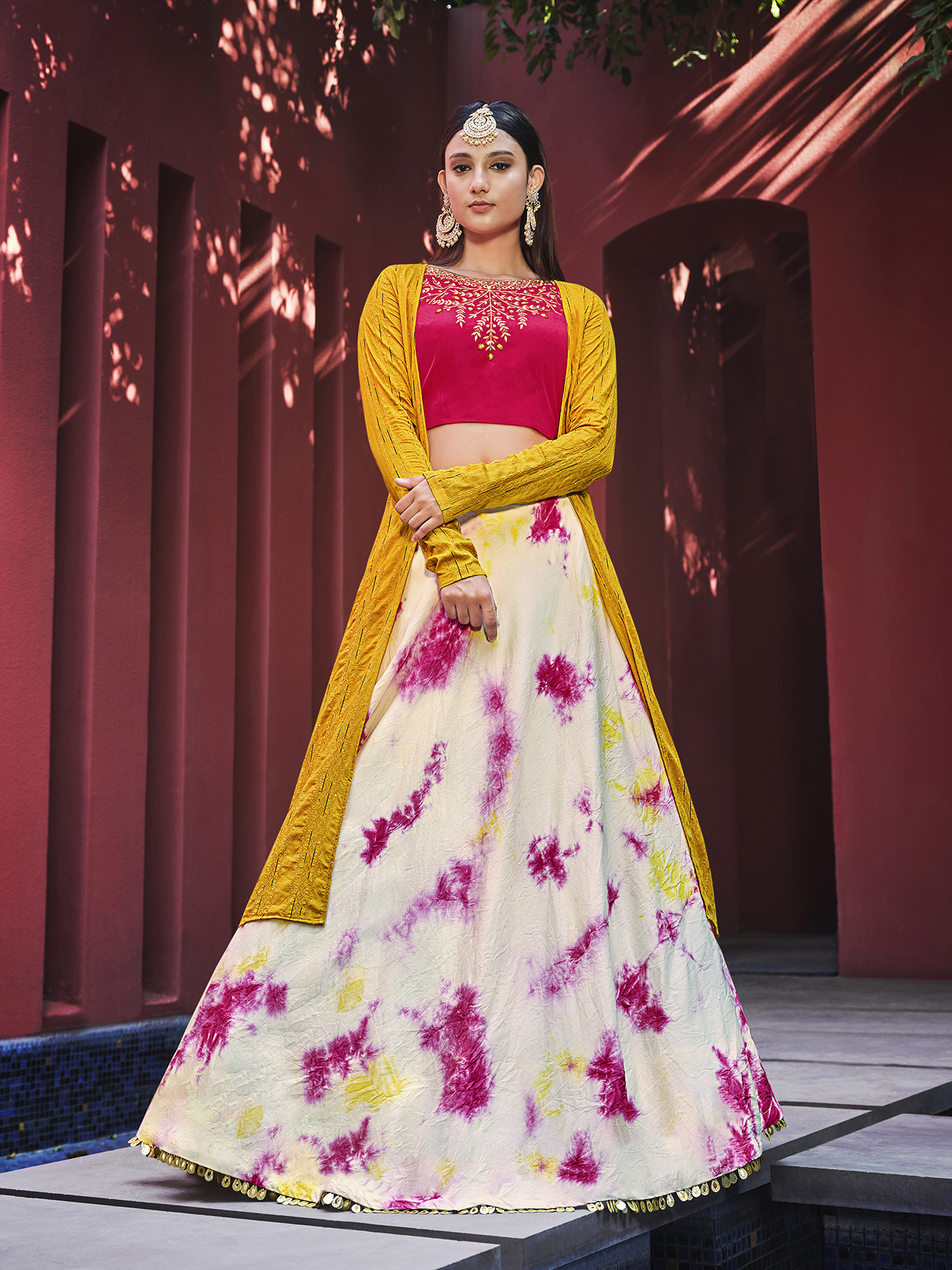 Cotton Wedding Beautifully Designed Shibburi Print Lehenga Choli With Koti