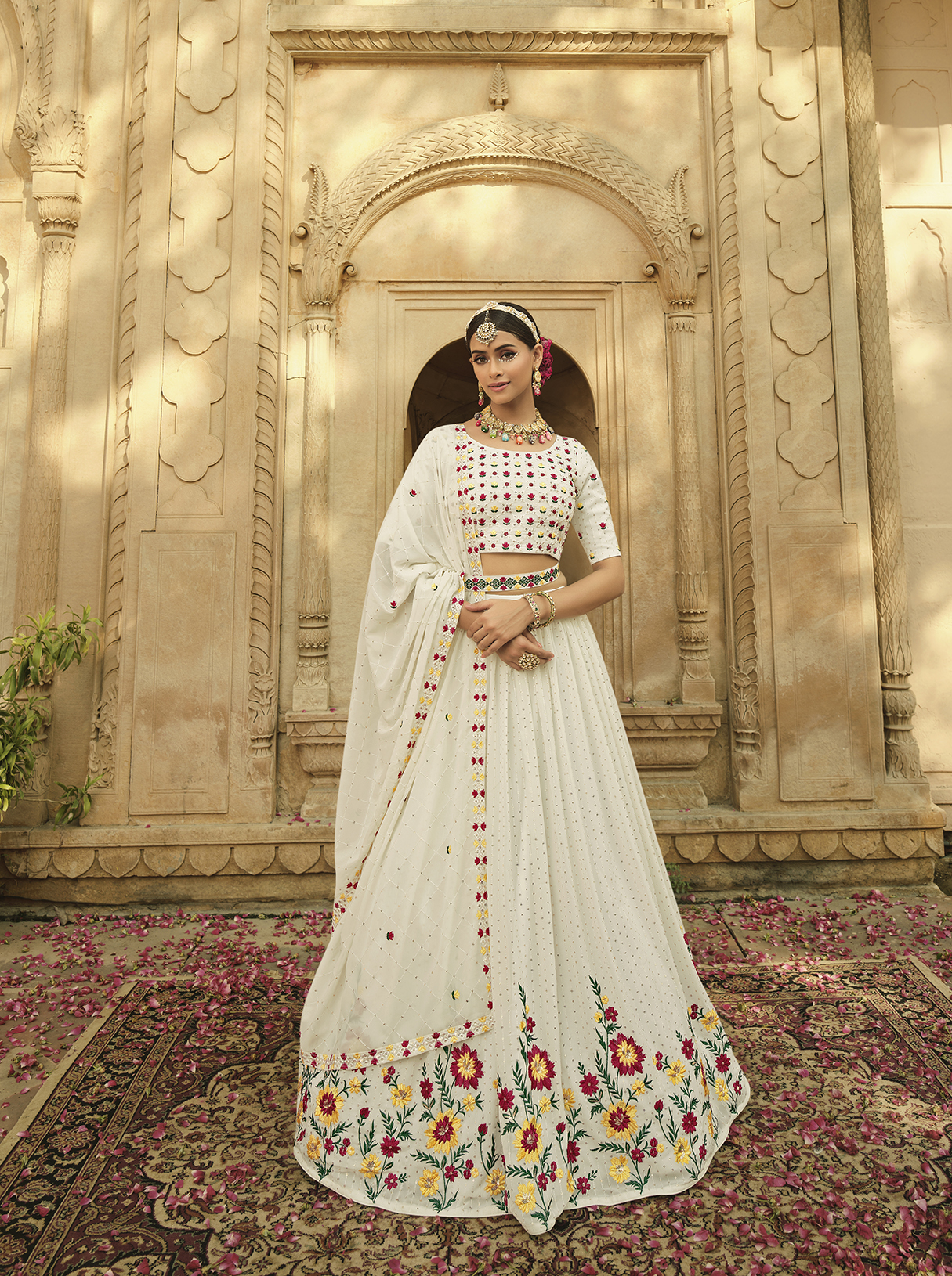 Off White Georgette Lehenga Choli